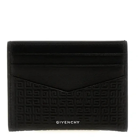 Givenchy Black 4G Embossed Leather Card Holder